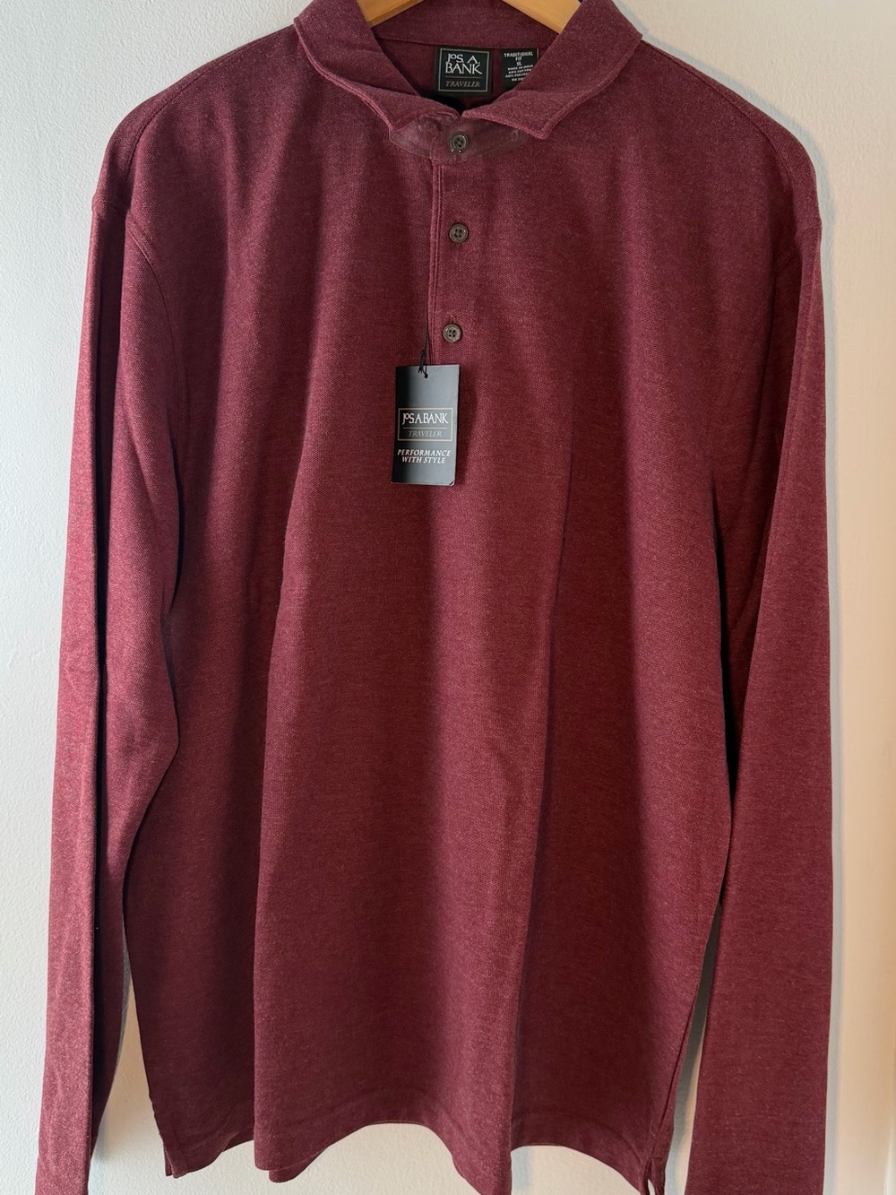 Jos. A. Bank Long-Sleeve Henley in Burgundy